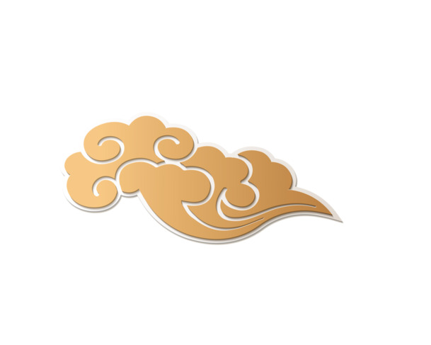 金色祥云装饰图案，高清PNG透明素材，PSD设计元素免费下载