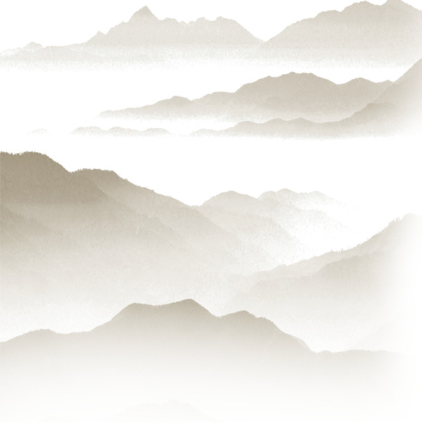 水墨山脉PNG透明图，高清墨迹笔触设计素材，免费下载