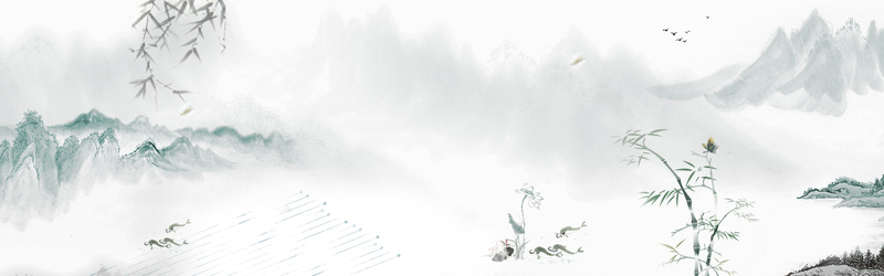 水墨中国风背景，复古Banner与PSD设计素材高清下载