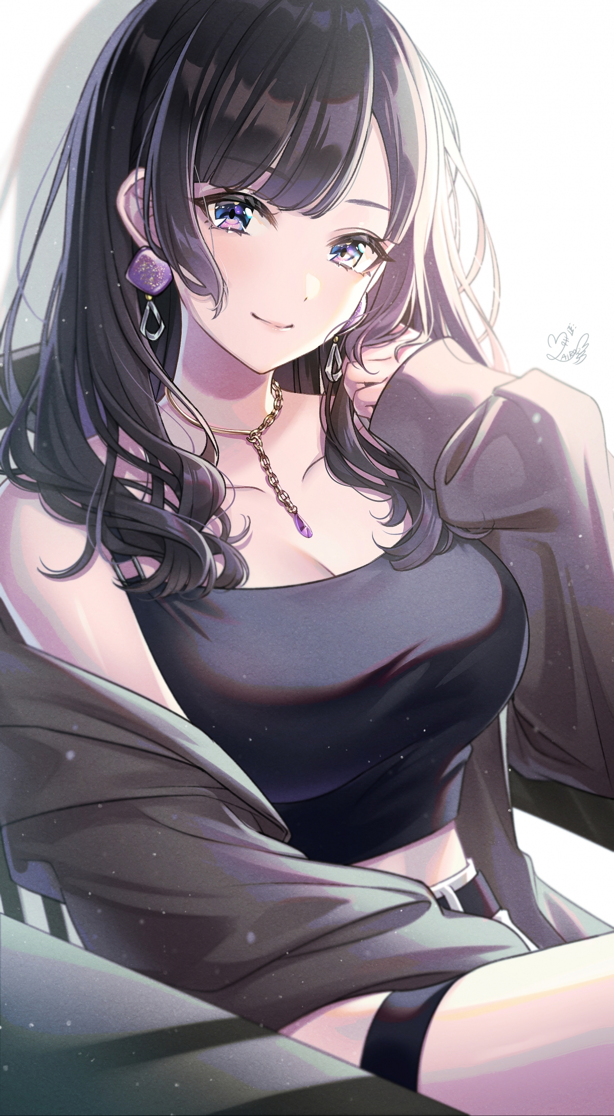 绝美紫眸动漫女神，性感身材尽显，全面屏4K高清壁纸下载