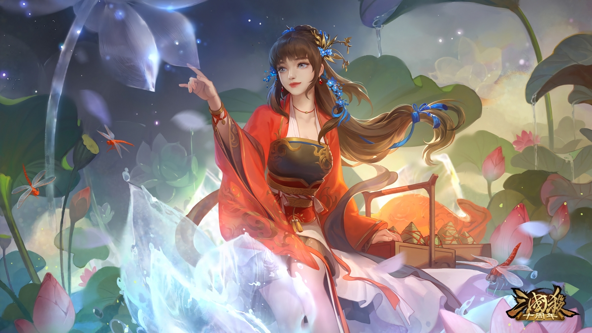 三国杀美女原画，红色裙子4K高清壁纸，3840x2160分辨率，免费下载