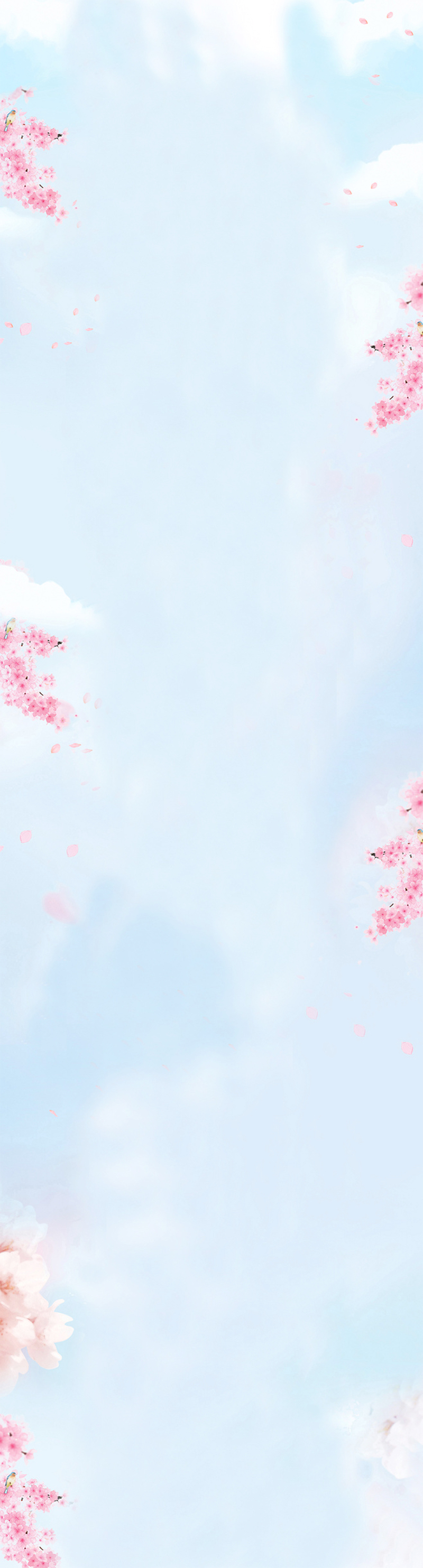 淡蓝天空配粉色梅花，文艺清新背景图，高清JPG/PSD素材下载