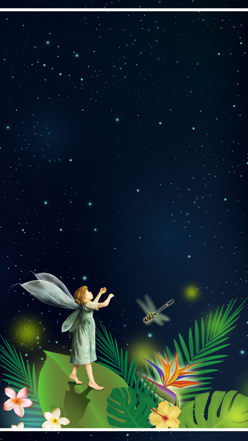 梦幻唯美夜晚晚安海报，高清JPG+PSD设计素材，文艺清新风格，一键下载