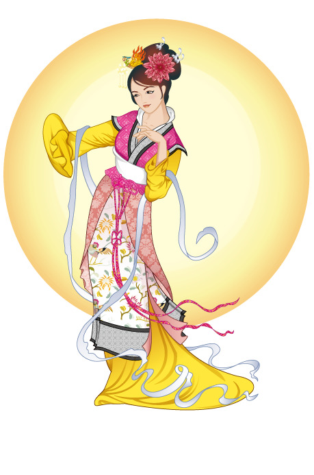 中秋佳节必备，嫦娥仙女矢量图，高清PNG透明格式，丰富节日元素，AI设计素材免费下载