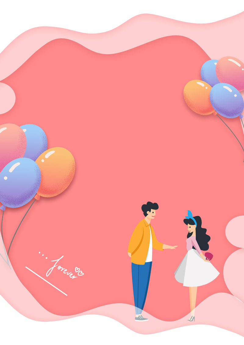 小清新七夕情侣背景图，高清JPG&简约PSD素材下载