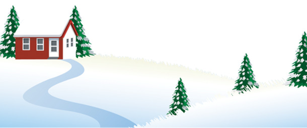 圣诞节雪屋松树PNG透明图，节日元素高清设计素材免费下载