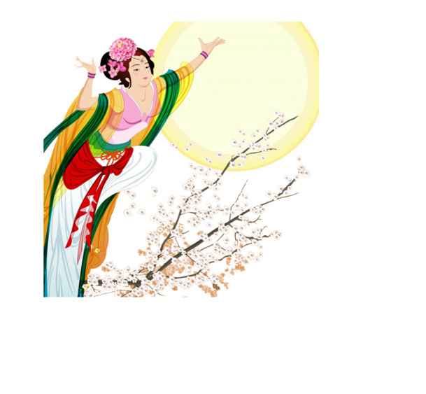 中秋佳节必备，嫦娥奔月高清PNG透明图片，创意节日元素，设计素材一键下载