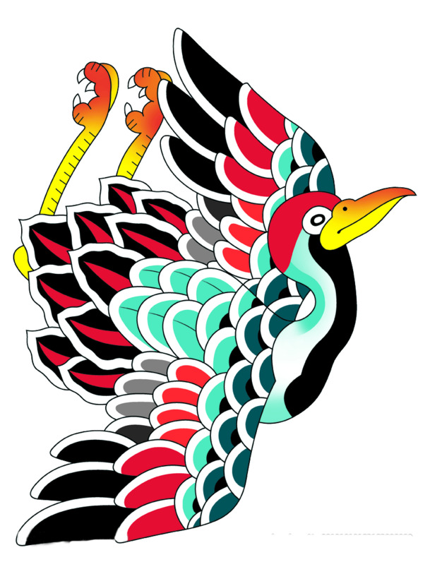 中秋节高清PNG彩色仙鹤图片，透明设计素材，节日元素下载