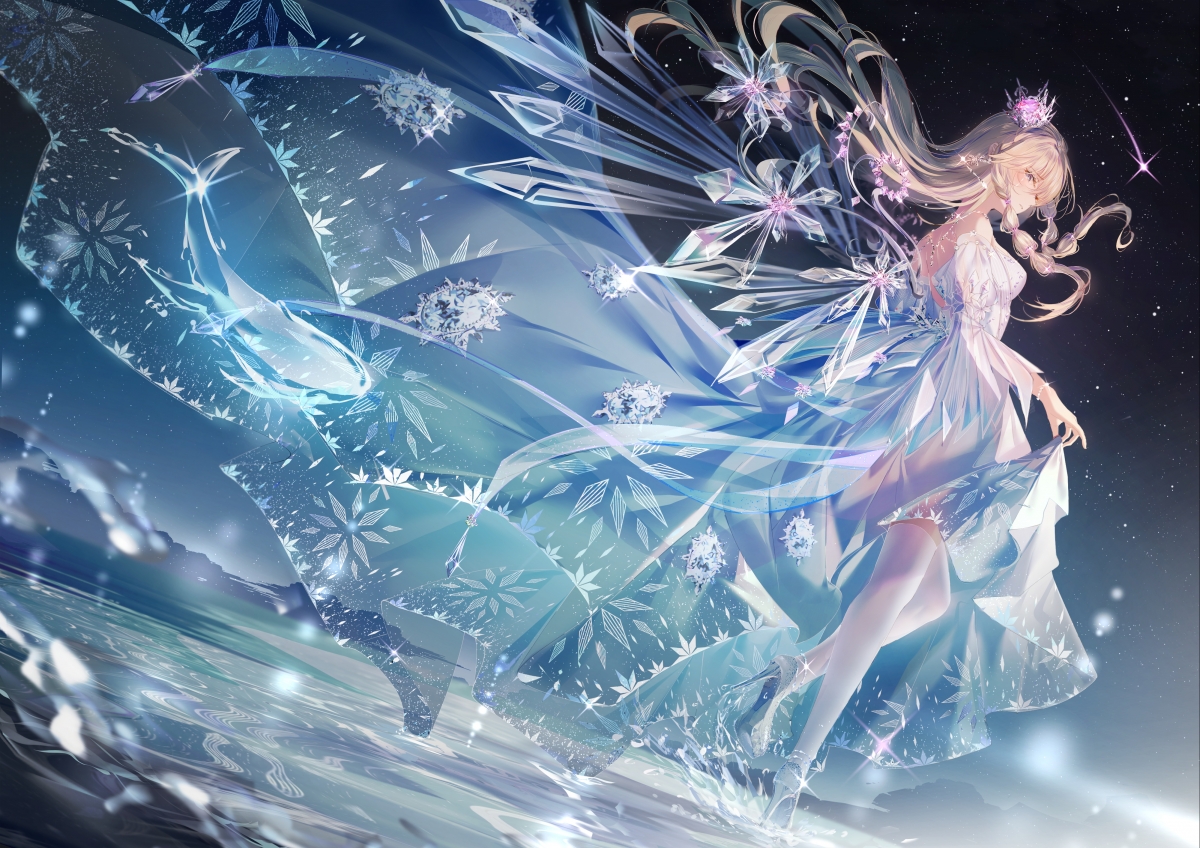 唯美梦幻，星空水晶少女4K动漫壁纸，超清4000x2828下载