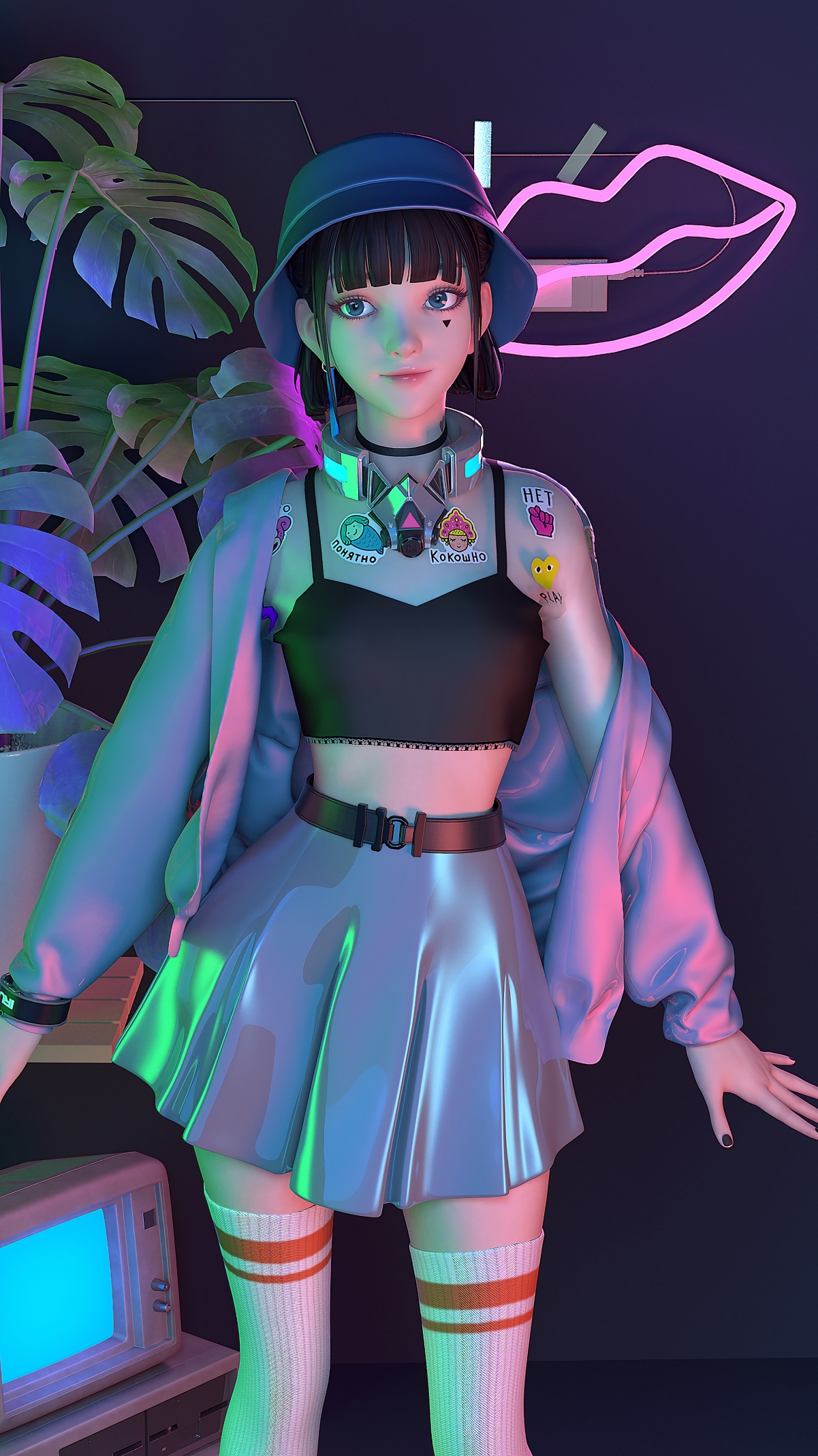 可爱集原美精选，帽子短裙长裤袜搭配，超清4K手机壁纸，2160x3840高清下载