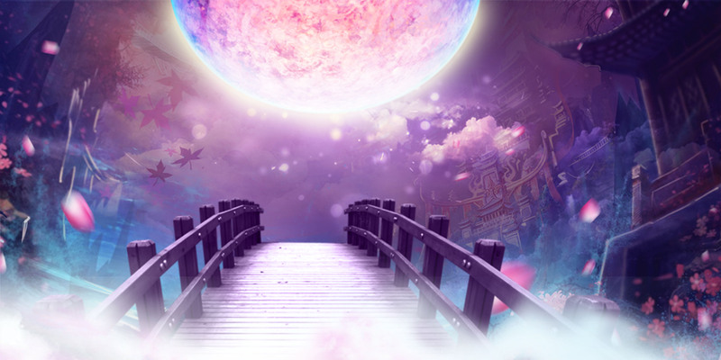 梦幻仙境木桥，七夕节高清JPG背景，文艺清新设计素材下载