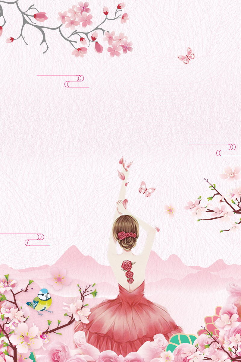 唯美浪漫三八妇女节背景模板，高清JPG与文艺清新PSD设计素材下载