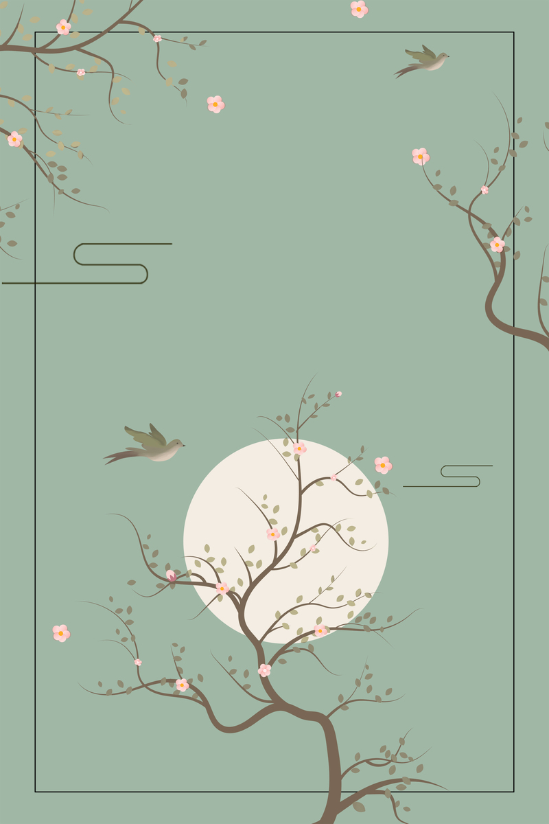 新年团圆，腊梅简约绿色Banner，文艺清新设计素材（高清JPG/PSD）免费下载