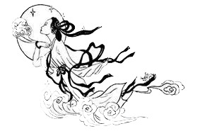 嫦娥奔月PNG透明图，高清中秋节日元素，设计素材免费下载
