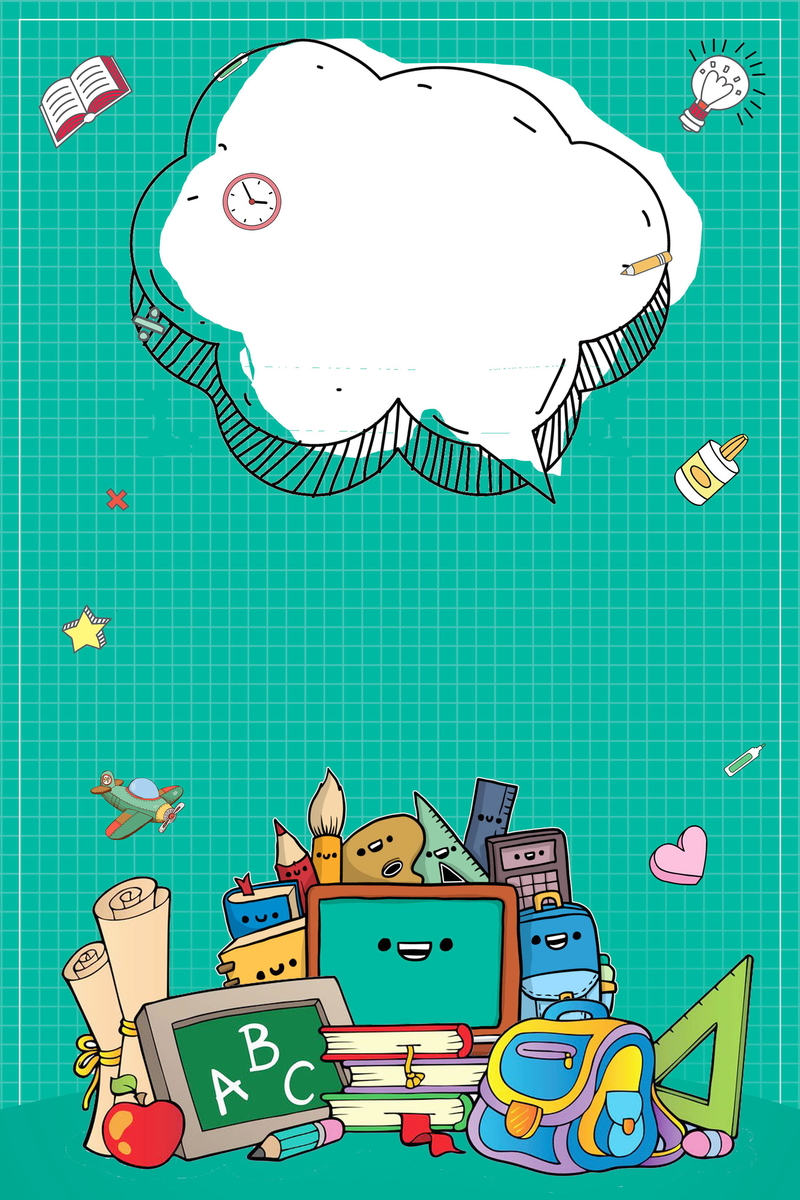 春季开学季海报素材，卡通手绘新学期设计，JPG/PSD高清下载