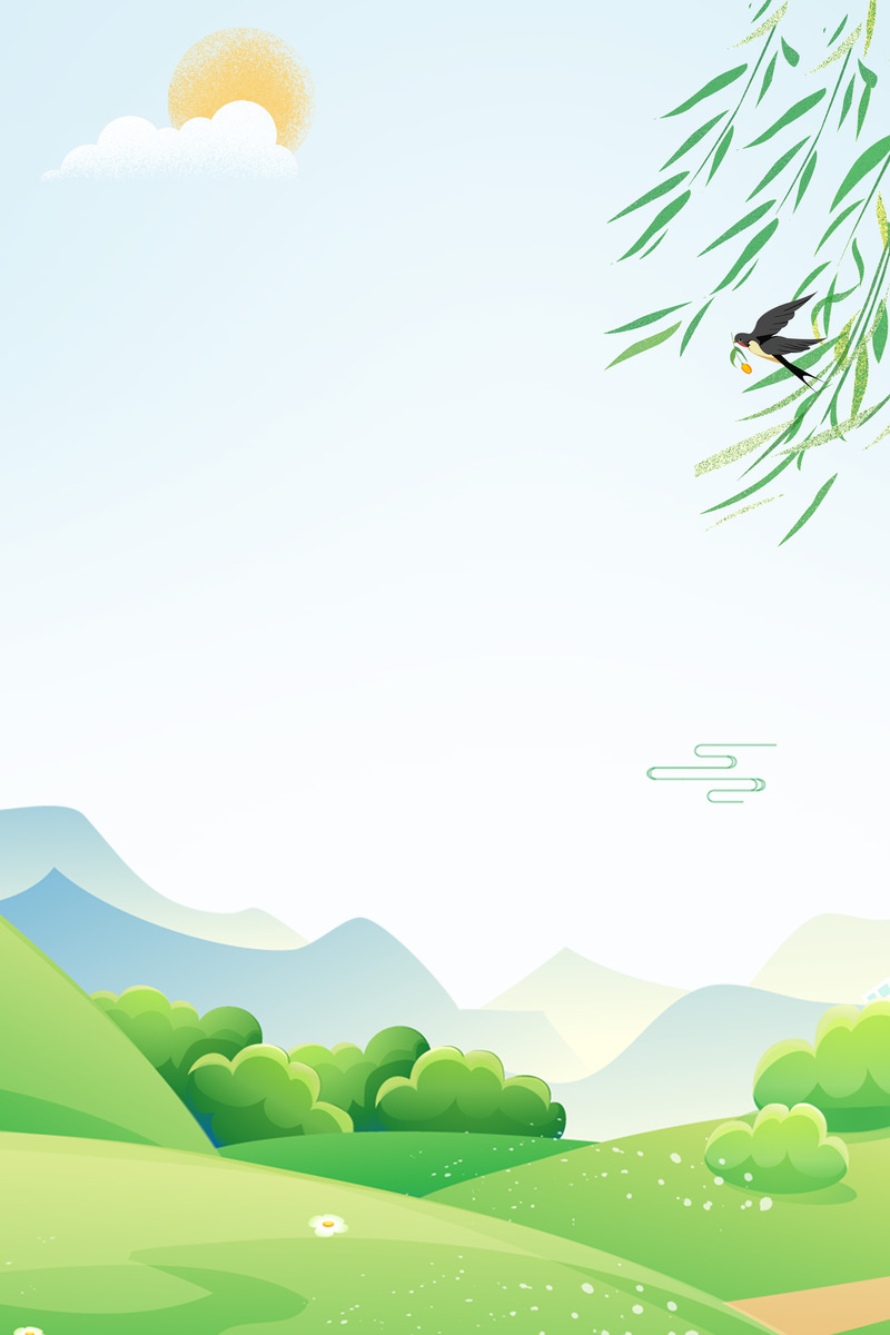 清明节卡通手绘海报素材，高清JPG背景+PSD设计源文件，免费下载