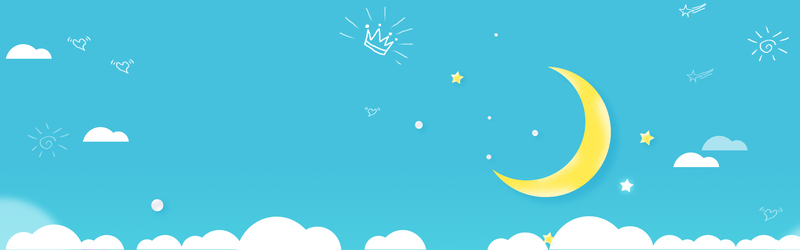 手绘蓝色卡通Banner，高清JPG与PSD设计素材，可爱风格免费下载