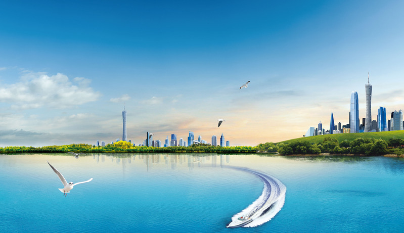 海景别墅高清摄影，JPG/PSD双格式海报背景素材，免费下载！
