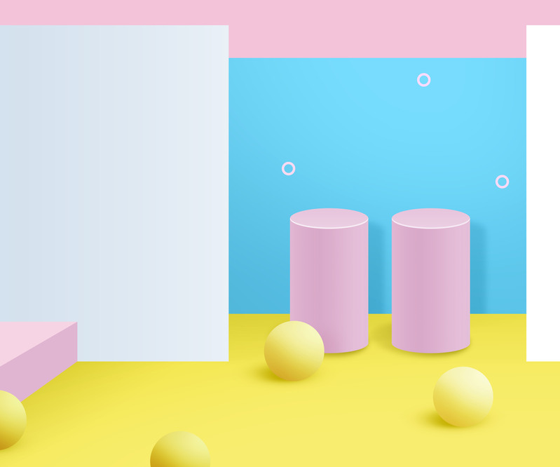 C4D几何立体空间PSD素材，高清JPG下载，简约设计资源获取