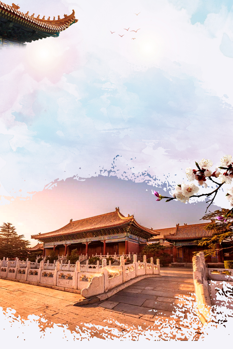 北京印象，高清JPG旅游海报素材，扁平简约PSD设计下载