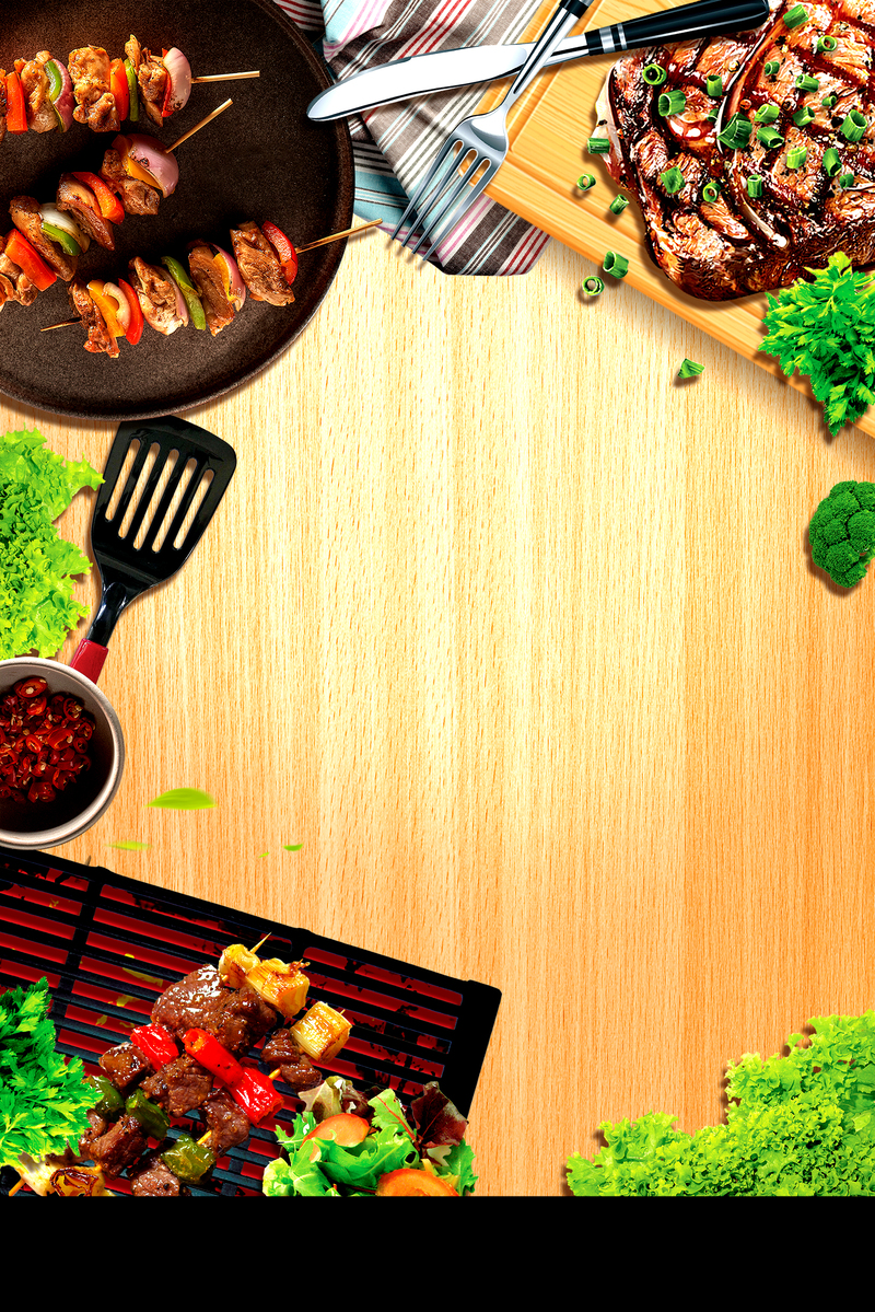 大排档烤肉美食宣传海报，高清JPG与简约PSD素材，一键下载！
