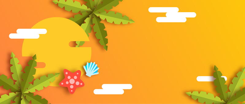 夏季旅行，橙色扁平化植物背景图，高清JPG/简约AI素材免费下载