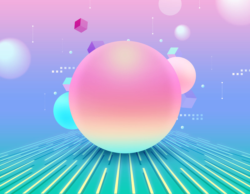 C4D几何海报背景，多彩立体，高清JPG/简约PSD，设计素材下载