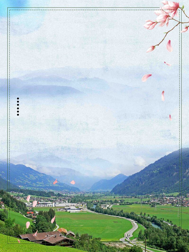 清新田园风光，乡村旅游美景，高清JPG与扁平简约PSD设计素材下载