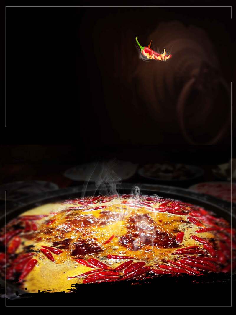 黑金风尚美食火锅，麻辣活动促销设计素材，高清JPG/简约PSD格式下载