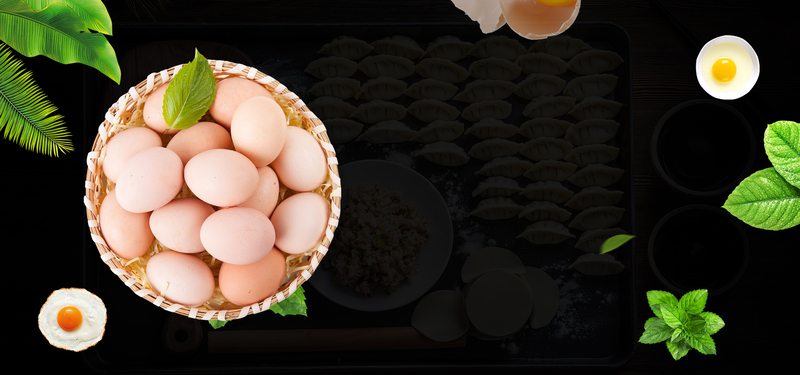新鲜鸡蛋素材，简约黑色banner，高清JPG/PSD设计下载