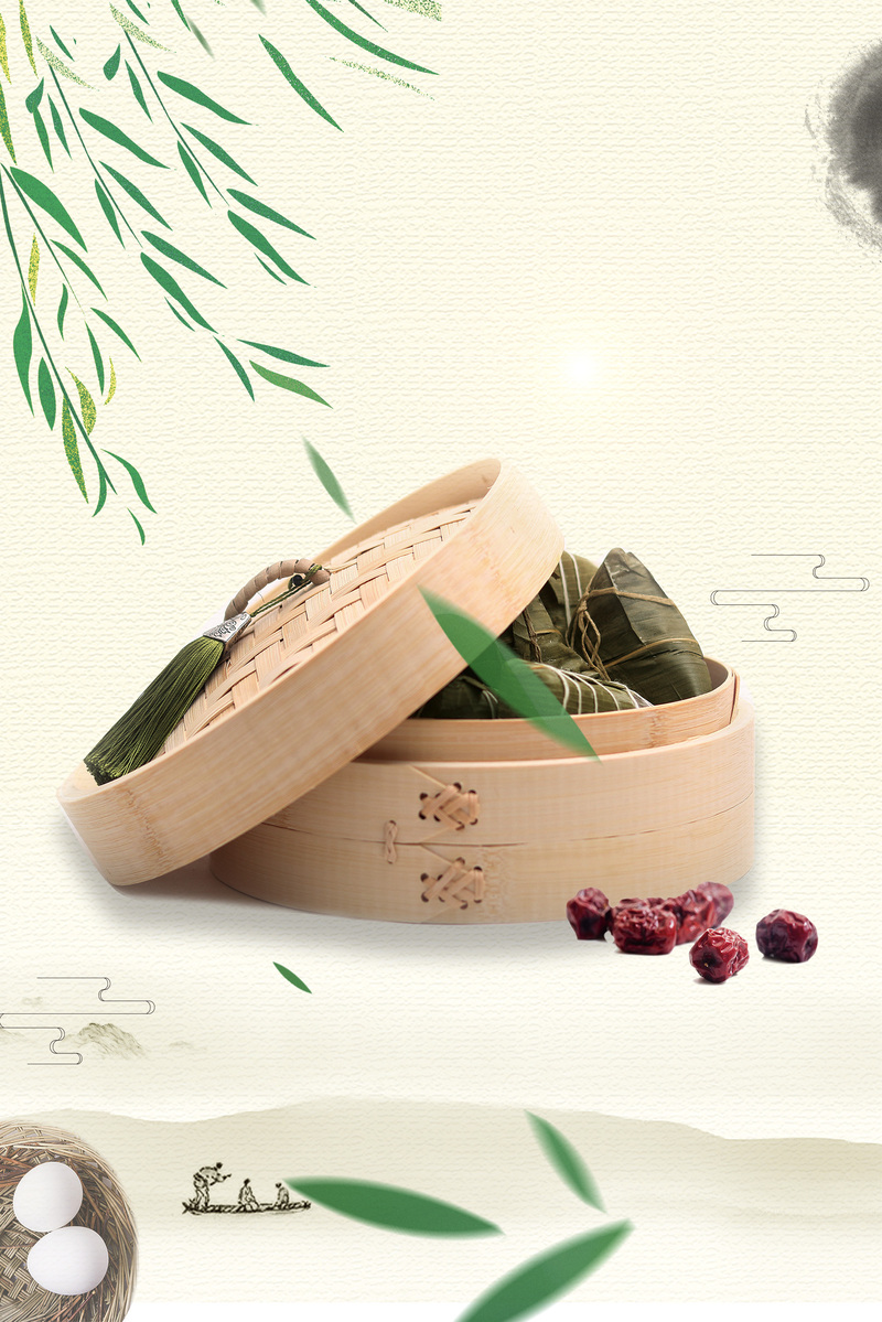 端午节海报背景，高清扁平简约设计，JPG/PSD格式素材免费下载