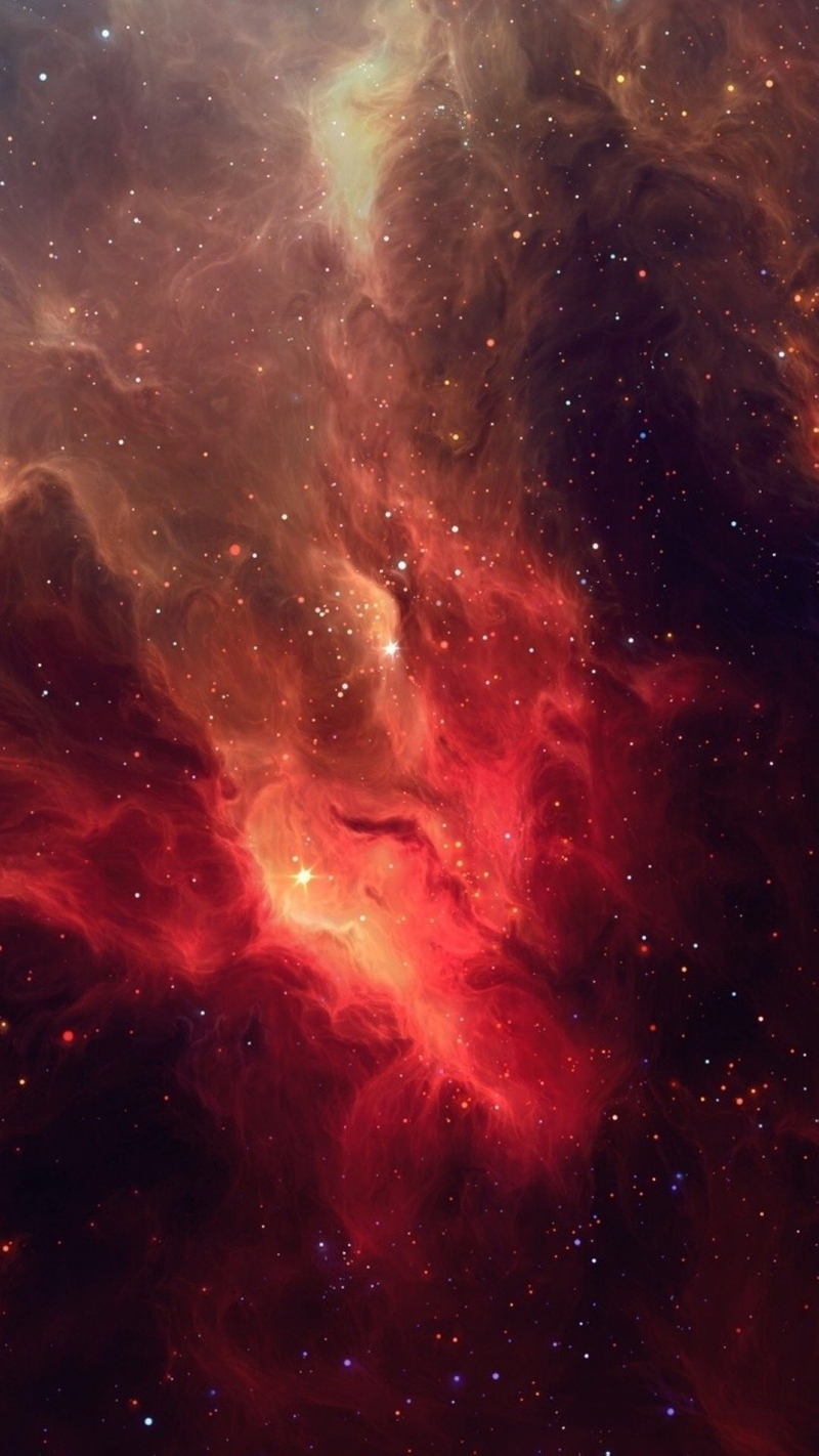 星空渐变云层与红色背景融合，高清H5背景JPG图片，简约扁平风格设计素材下载
