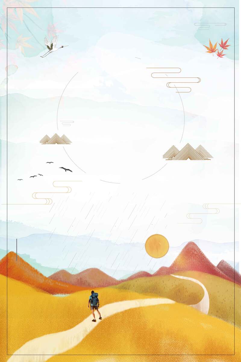 中国风重阳节创意宣传，公益高清图片素材，扁平简约设计，JPG/PSD格式下载