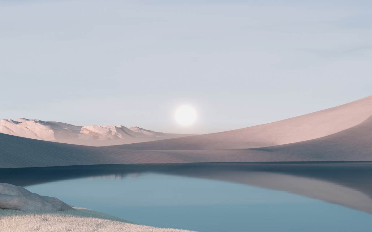 微软Windows 11，绝美沙漠湖景4K壁纸，高清3840x2400，免费下载