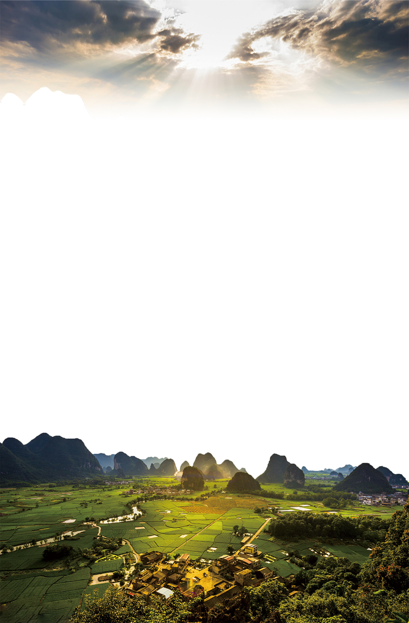 梦幻小村旅游海报背景，高清JPG与简约PSD设计素材下载