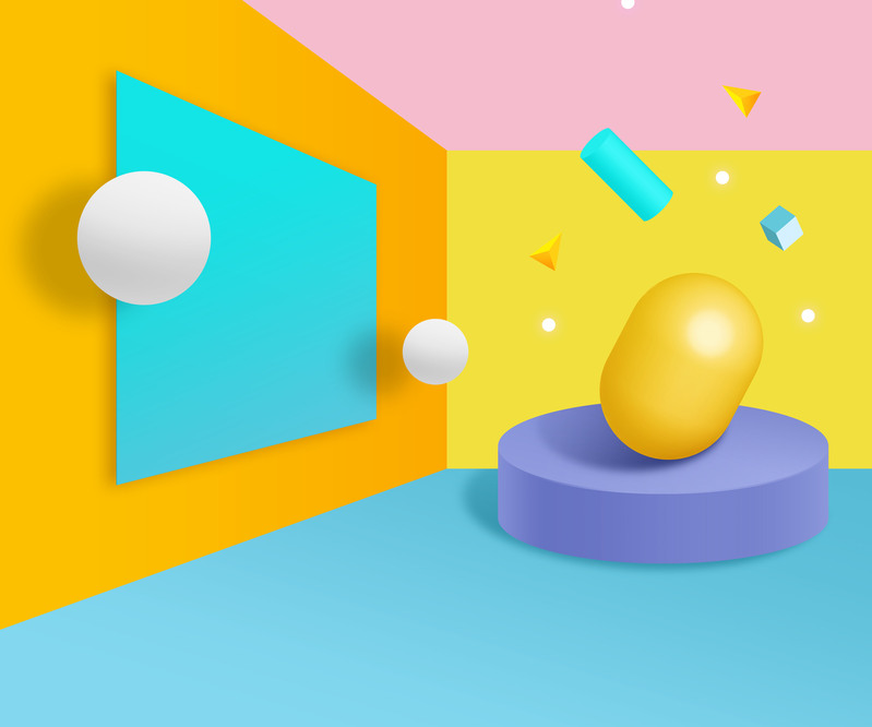C4D几何背景高清JPG图片，立体空间感，扁平简约PSD设计素材下载
