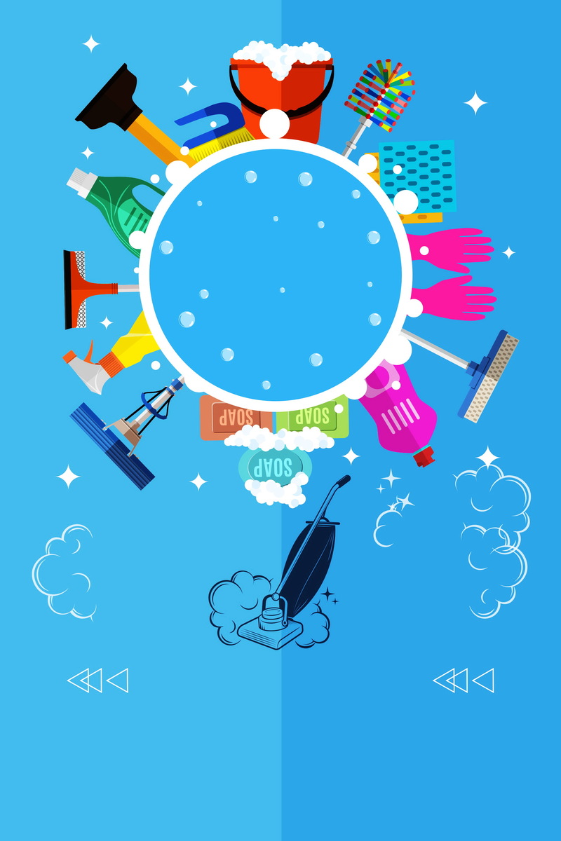简约扁平保洁服务背景图，高清JPG与PSD设计素材下载