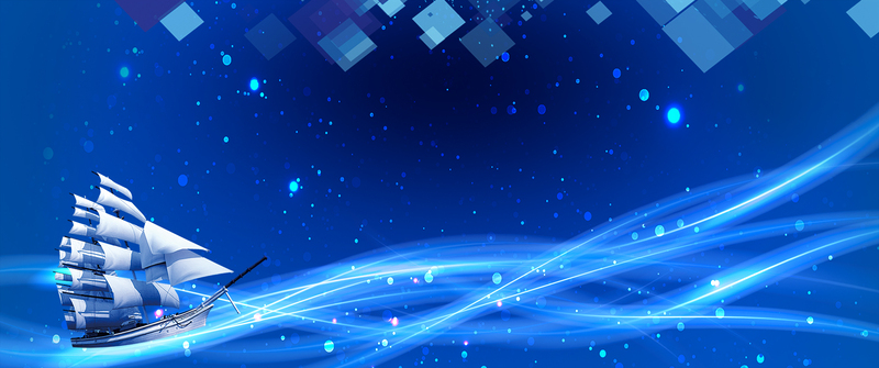 2018蓝色大气一帆风顺Banner，扁平简约设计，JPG/PSD高清素材下载