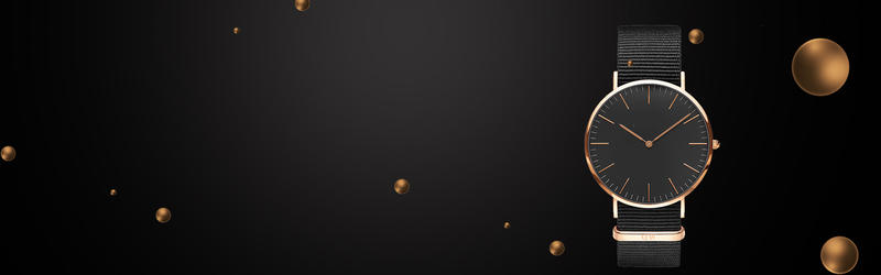 手表促销季，炫酷卡通黑金banner，高清JPG&扁平简约PSD设计素材免费下载