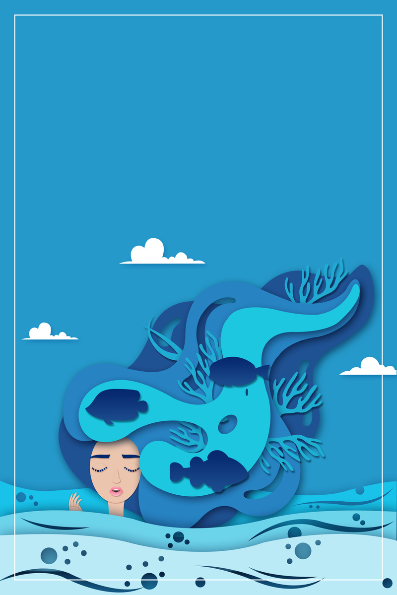 夏日剪纸背景图，高清JPG与简约PSD设计素材，一键下载