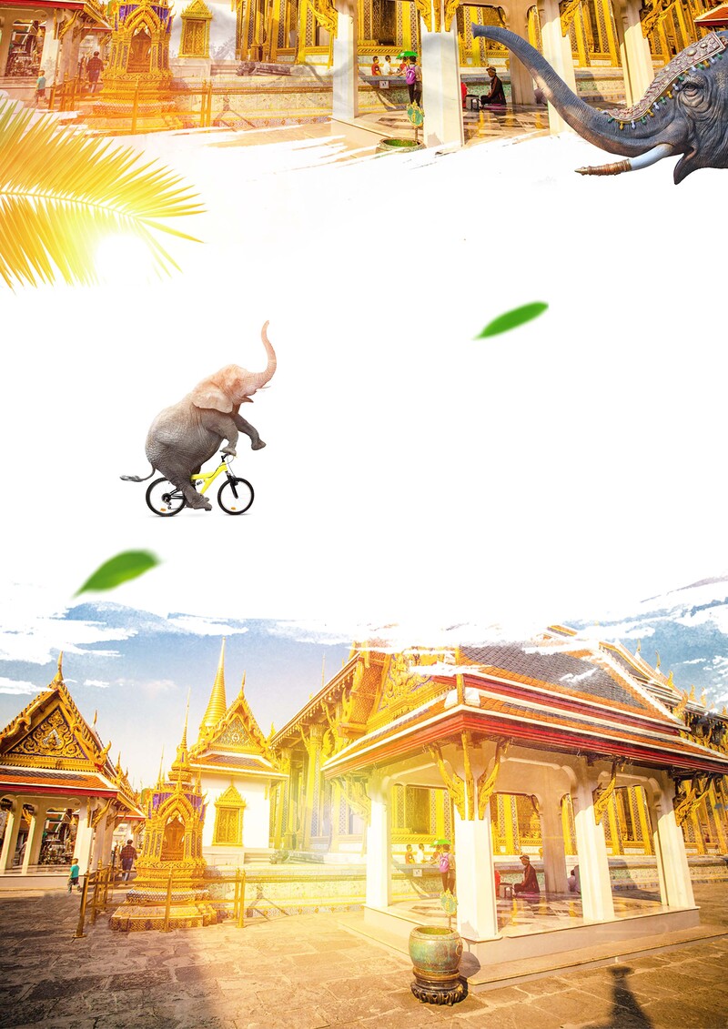 创意泰国曼谷旅游海报，扁平简约风JPG/PSD设计素材下载