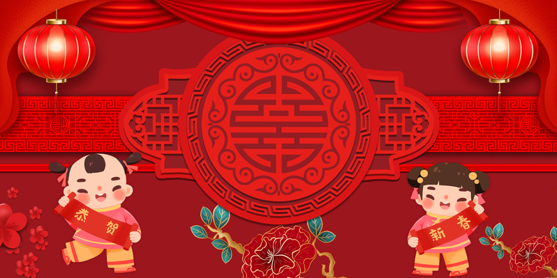 新春福娃背景图，高清JPG与简约PSD素材免费下载