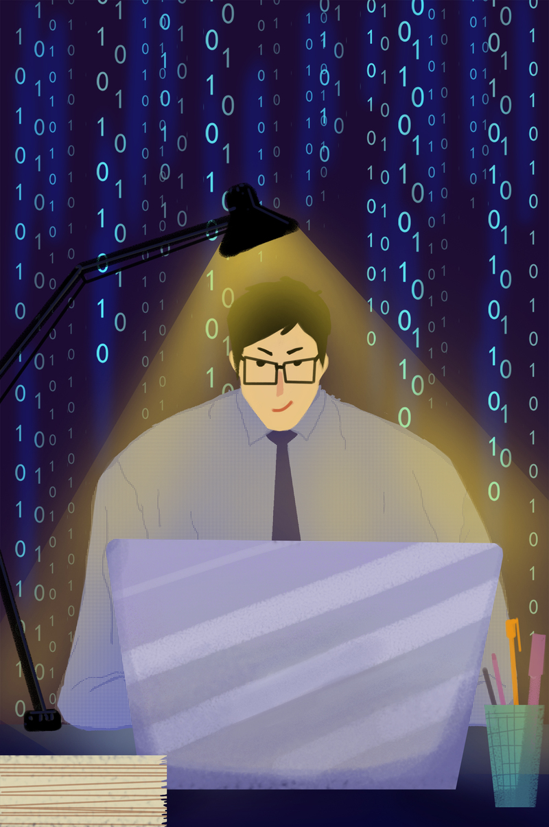 程序员编程卡通背景图，扁平简约设计，高清JPG/PSD素材下载
