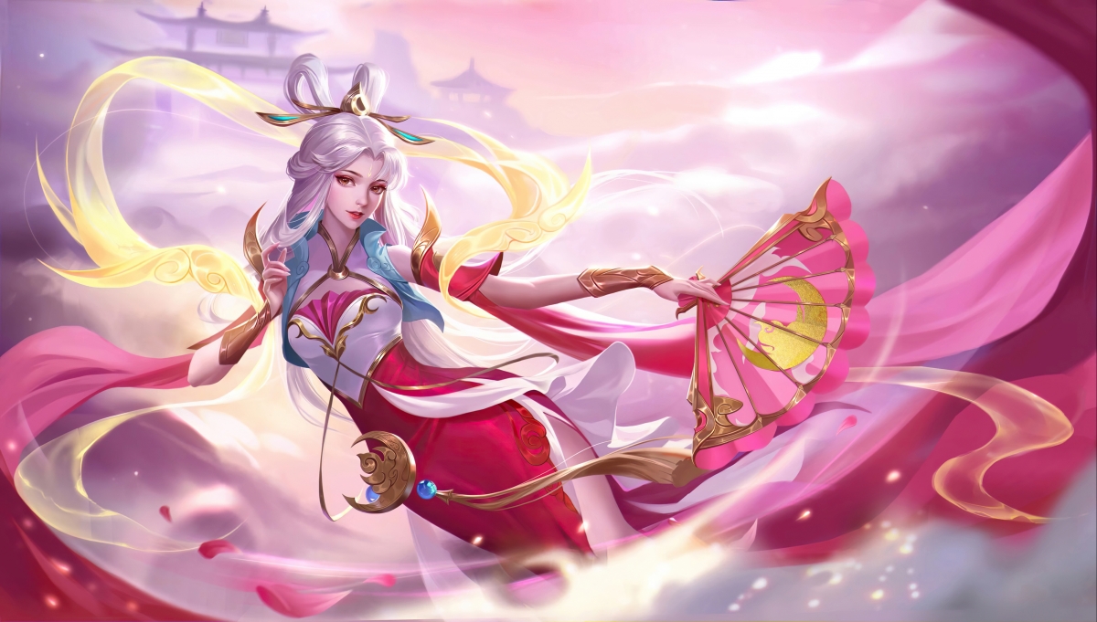 唯美古风长发美女，粉色红裙舞扇，惊艳4K高清壁纸，4000x2271精美下载