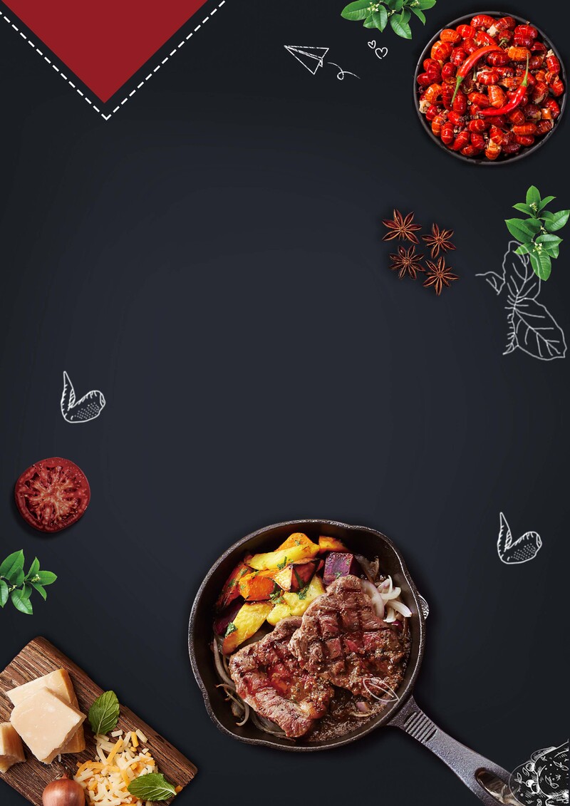 餐饮外卖促销，简约黑色海报/宣传单设计素材下载（高清JPG/PSD）