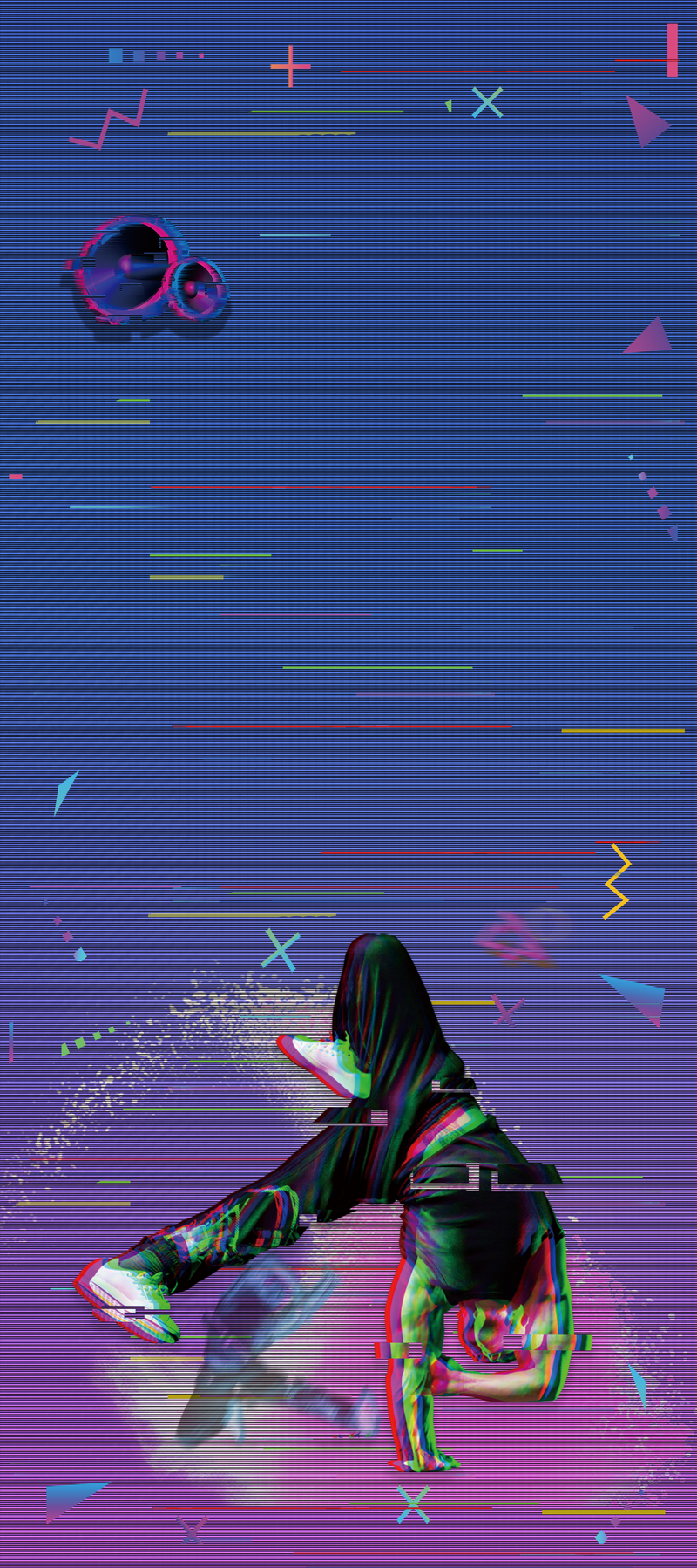 故障风街舞招生展架设计素材，高清JPG与简约PSD下载
