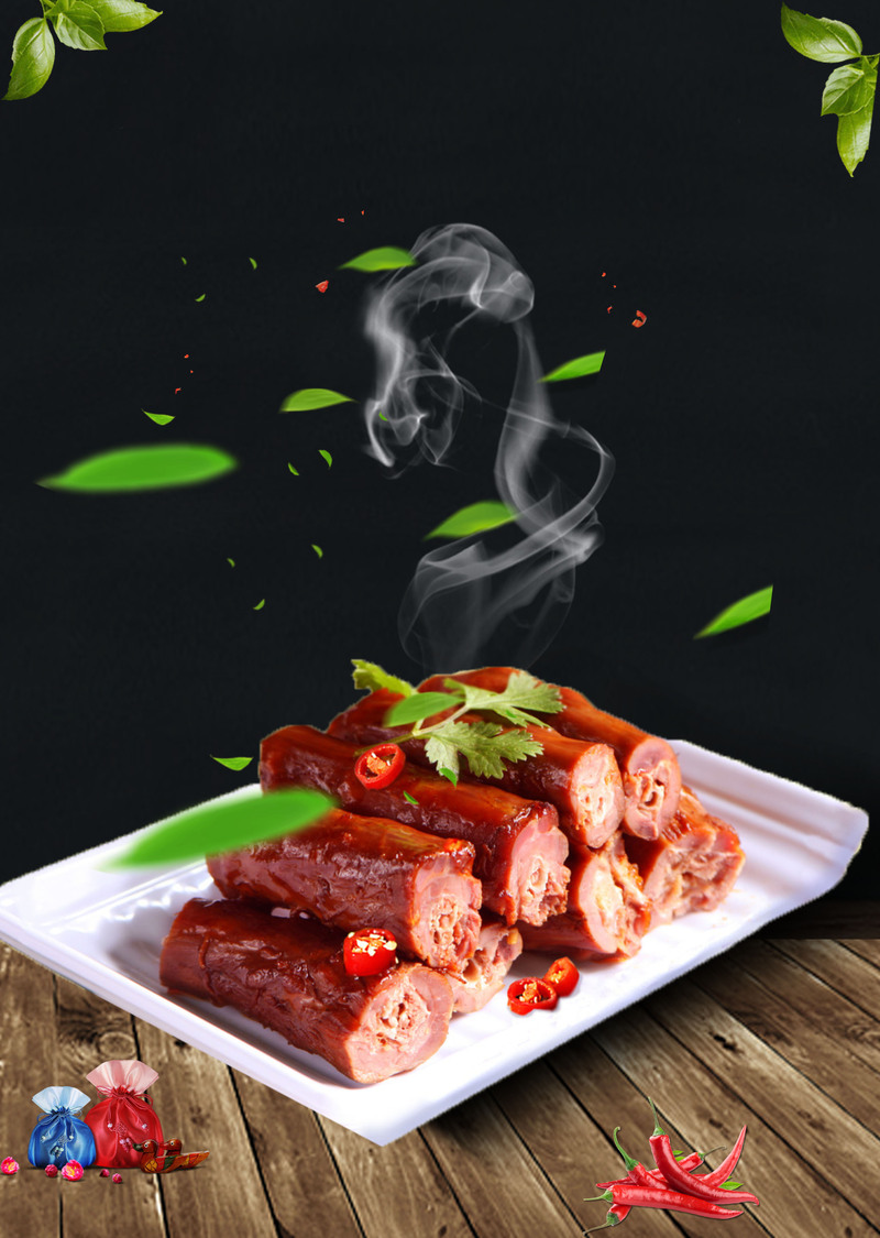 新品香辣鸭脖，美食海报设计素材，扁平简约风，高清JPG/PSD下载
