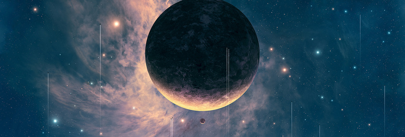星空星球高清素材，JPG/PSD格式扁平简约设计图片下载