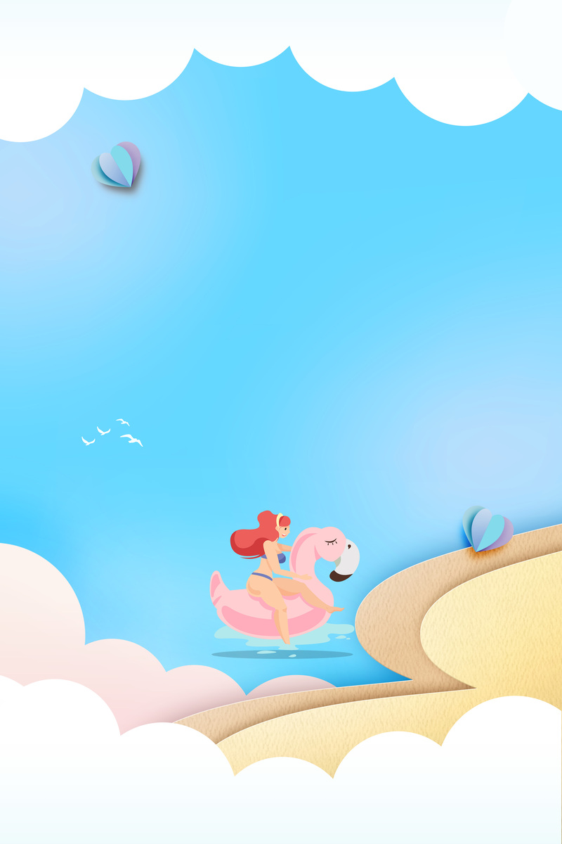 夏日清凉卡通背景图，高清JPG与简约PSD设计素材下载