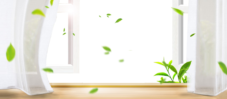 春天浪漫文艺景色，精选窗帘风景白底banner，高清JPG与扁平简约PSD素材下载